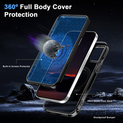 For iPhone 14 Frosted Skin Feel MagSafe Holder 360 Full Body Phone Case(Black) - iPhone 14 Cases by buy2fix | Online Shopping UK | buy2fix