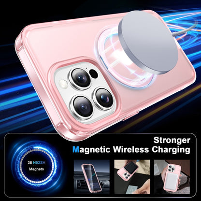 For iPhone 14 Pro Frosted Skin Feel MagSafe Holder 360 Full Body Phone Case(Pink) - iPhone 14 Pro Cases by buy2fix | Online Shopping UK | buy2fix