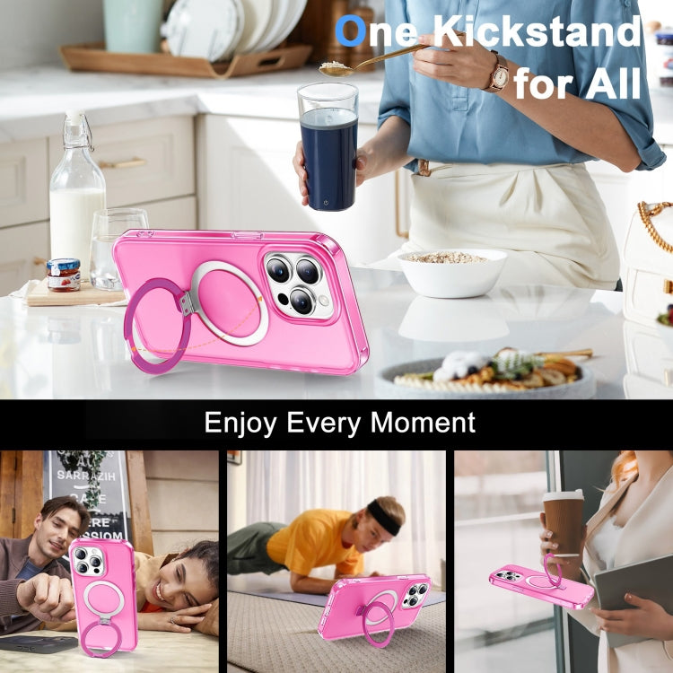 For iPhone 14 Pro Frosted Skin Feel MagSafe Holder 360 Full Body Phone Case(Rose Red) - iPhone 14 Pro Cases by buy2fix | Online Shopping UK | buy2fix