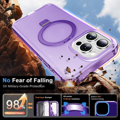 For iPhone 14 Pro Max Frosted Skin Feel MagSafe Holder 360 Full Body Phone Case(Purple) - iPhone 14 Pro Max Cases by buy2fix | Online Shopping UK | buy2fix