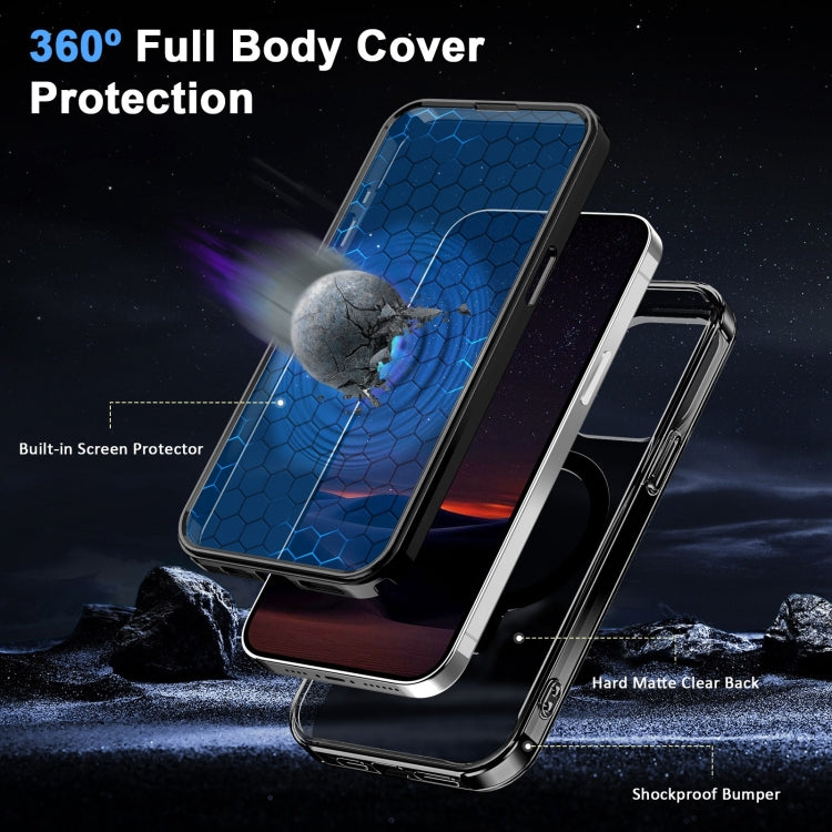 For iPhone 13 Pro Max Frosted Skin Feel MagSafe Holder 360 Full Body Phone Case(Black) - iPhone 13 Pro Max Cases by buy2fix | Online Shopping UK | buy2fix
