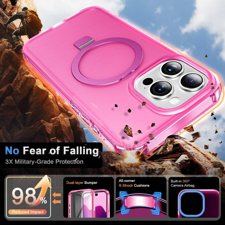 For iPhone 13 Pro Max Frosted Skin Feel MagSafe Holder 360 Full Body Phone Case(Rose Red) - iPhone 13 Pro Max Cases by buy2fix | Online Shopping UK | buy2fix