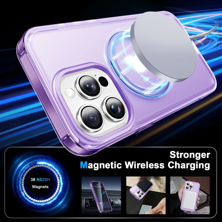 For iPhone 13 Pro Max Frosted Skin Feel MagSafe Holder 360 Full Body Phone Case(Purple) - iPhone 13 Pro Max Cases by buy2fix | Online Shopping UK | buy2fix
