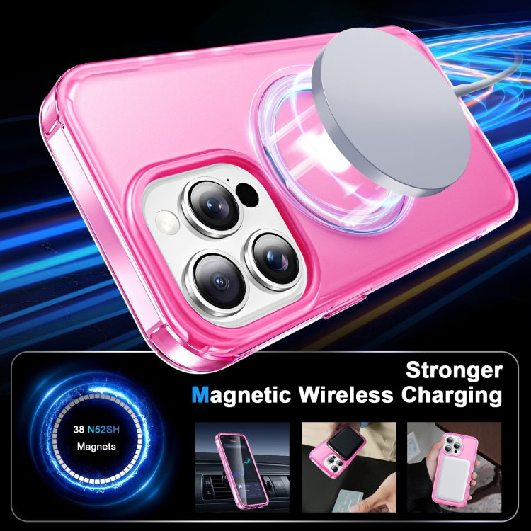 For iPhone 13 Pro Frosted Skin Feel MagSafe Holder 360 Full Body Phone Case(Rose Red) - iPhone 13 Pro Cases by buy2fix | Online Shopping UK | buy2fix