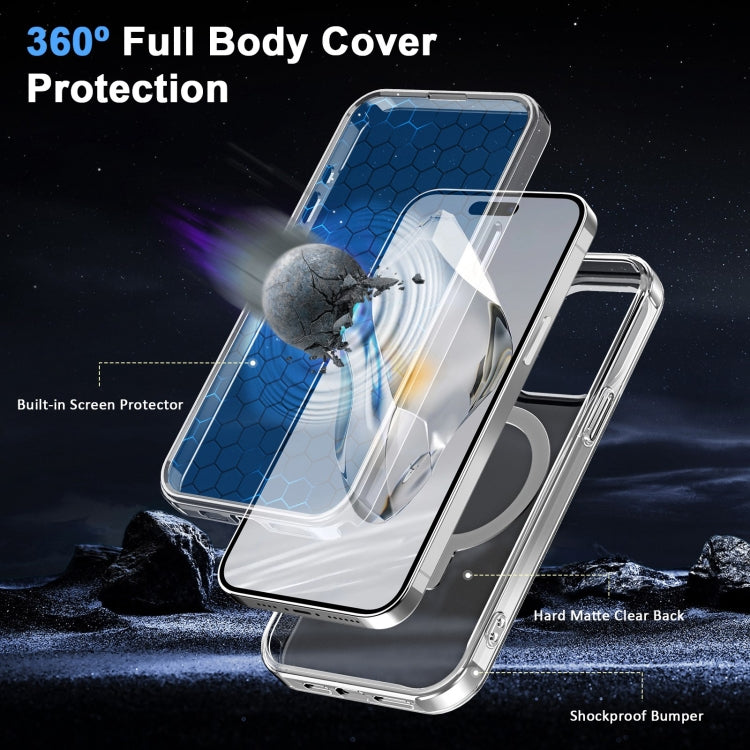 For iPhone 13 Pro Frosted Skin Feel MagSafe Holder 360 Full Body Phone Case(Transparent) - iPhone 13 Pro Cases by buy2fix | Online Shopping UK | buy2fix