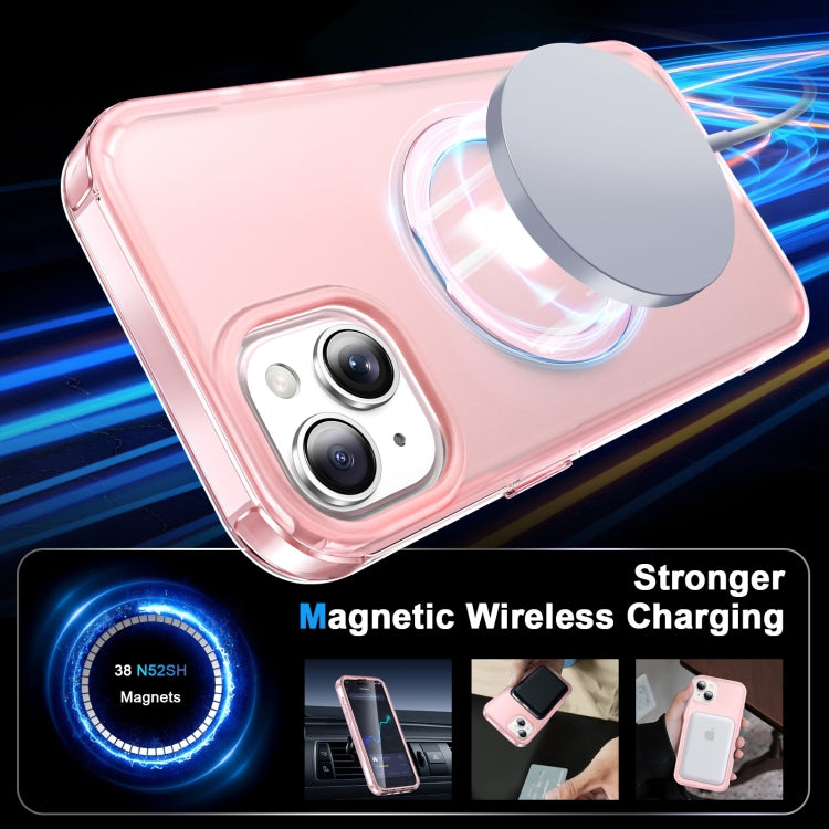 For iPhone 13 Frosted Skin Feel MagSafe Holder 360 Full Body Phone Case(Pink) - iPhone 13 Cases by buy2fix | Online Shopping UK | buy2fix