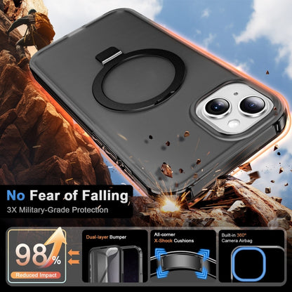 For iPhone 13 Frosted Skin Feel MagSafe Holder 360 Full Body Phone Case(Black) - iPhone 13 Cases by buy2fix | Online Shopping UK | buy2fix