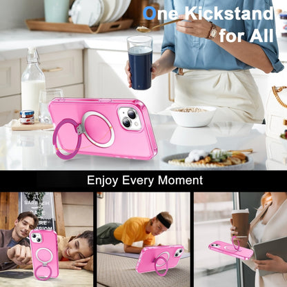 For iPhone 13 Frosted Skin Feel MagSafe Holder 360 Full Body Phone Case(Rose Red) - iPhone 13 Cases by buy2fix | Online Shopping UK | buy2fix