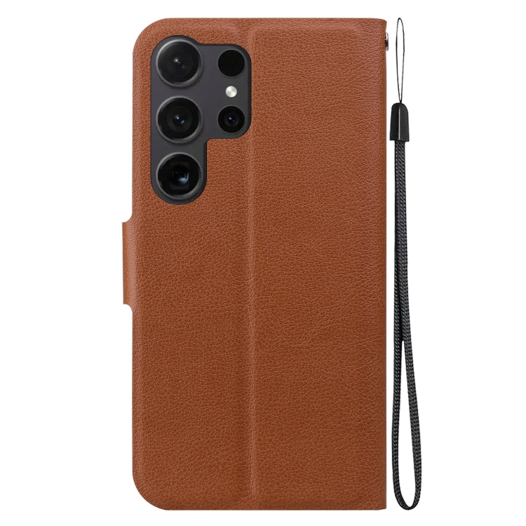 For Samsung Galaxy S25 Ultra 5G Ultra-thin Voltage Magnetic Buckle Leather Phone Case(Brown) - Galaxy S25 Ultra 5G Cases by buy2fix | Online Shopping UK | buy2fix