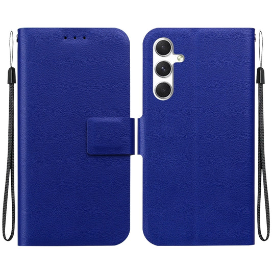 For Samsung Galaxy S25 5G Ultra-thin Voltage Magnetic Buckle Leather Phone Case(Blue) - Galaxy S25 5G Cases by buy2fix | Online Shopping UK | buy2fix