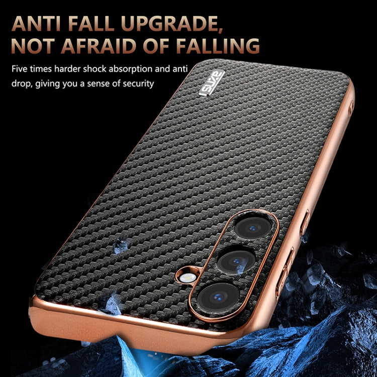 For Samsung Galaxy S25 5G AZNS Electroplated Edge Carbon Fiber Texture Phone Case(Green) - Galaxy S25 5G Cases by AZNS | Online Shopping UK | buy2fix