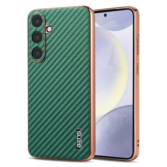 For Samsung Galaxy S25+ 5G AZNS Electroplated Edge Carbon Fiber Texture Phone Case(Green) - Galaxy S25+ 5G Cases by AZNS | Online Shopping UK | buy2fix