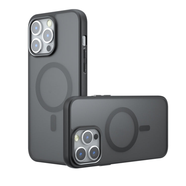 For iPhone 15 Pro Max Armor MagSafe PC Hybrid TPU Phone Case(Frosted Black) by buy2fix