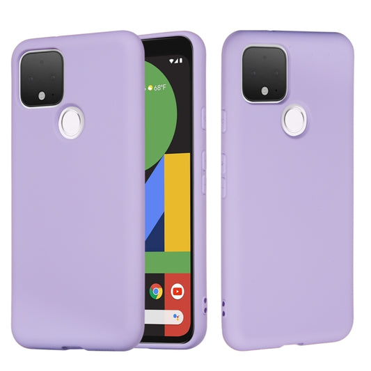 For Google Pixel 5 Pure Color Liquid Silicone Shockproof Full Coverage Case(Purple) by buy2fix