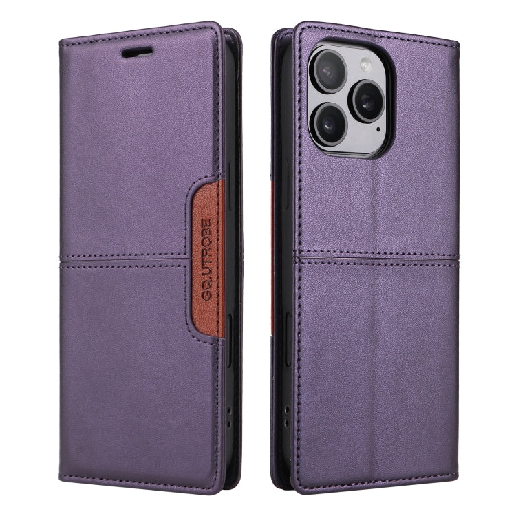 For iPhone 12 Pro GQUTROBE G01 RFID Anti-theft Leather Phone Case(Purple) - iPhone 12 / 12 Pro Cases by GQUTROBE | Online Shopping UK | buy2fix