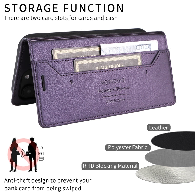 For iPhone 13 Pro GQUTROBE G01 RFID Anti-theft Leather Phone Case(Purple) - iPhone 13 Pro Cases by GQUTROBE | Online Shopping UK | buy2fix