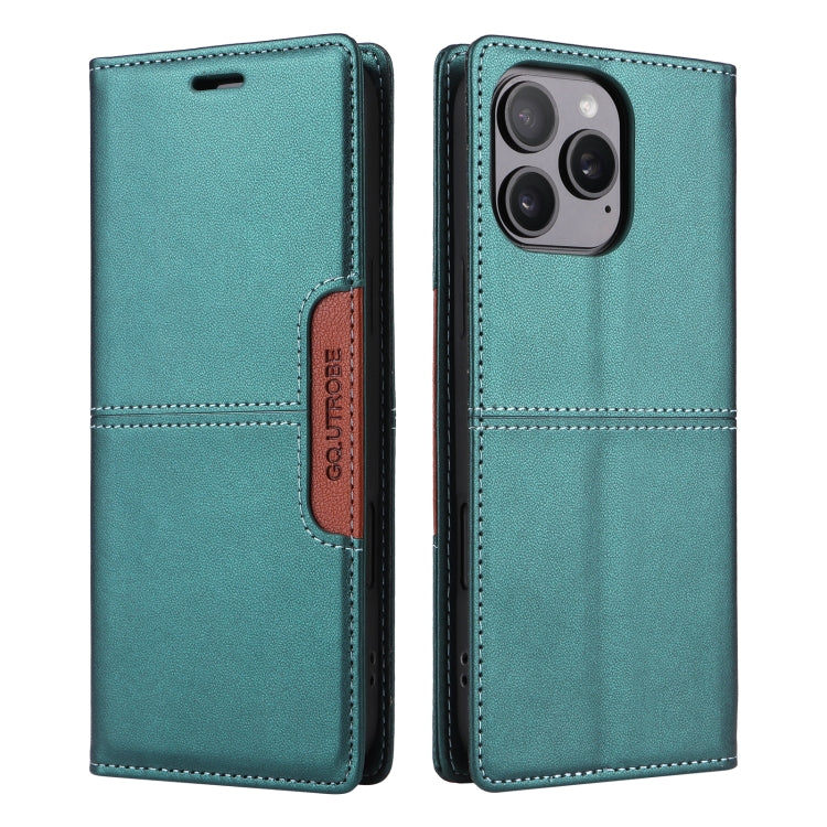 For iPhone 14 Pro GQUTROBE G01 RFID Anti-theft Leather Phone Case(Green) - iPhone 14 Pro Cases by GQUTROBE | Online Shopping UK | buy2fix