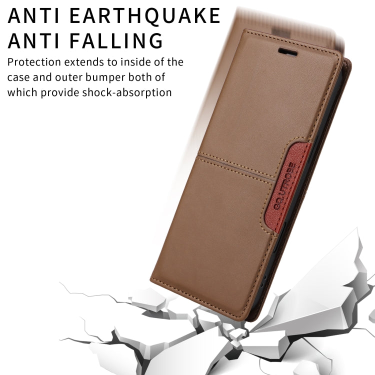 For iPhone 14 Pro Max GQUTROBE G01 RFID Anti-theft Leather Phone Case(Brown) - iPhone 14 Pro Max Cases by GQUTROBE | Online Shopping UK | buy2fix
