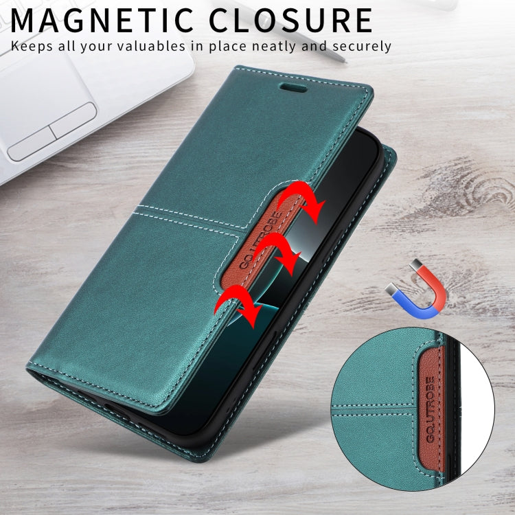 For iPhone 14 Pro Max GQUTROBE G01 RFID Anti-theft Leather Phone Case(Green) - iPhone 14 Pro Max Cases by GQUTROBE | Online Shopping UK | buy2fix