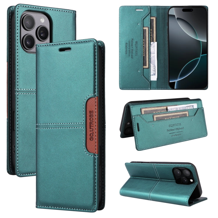 For iPhone 15 Pro GQUTROBE G01 RFID Anti-theft Leather Phone Case(Green) - iPhone 15 Pro Cases by GQUTROBE | Online Shopping UK | buy2fix