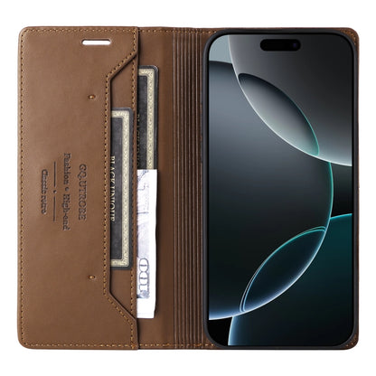 For iPhone 15 Pro Max GQUTROBE G01 RFID Anti-theft Leather Phone Case(Brown) - iPhone 15 Pro Max Cases by GQUTROBE | Online Shopping UK | buy2fix