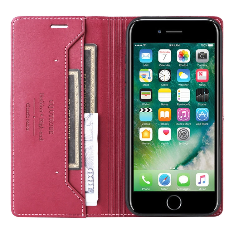For iPhone SE 2022 / SE 2020 / 8 / 7 GQUTROBE G01 RFID Anti-theft Leather Phone Case(Red) - iPhone SE 2022 / 2020 / 8 / 7 Cases by GQUTROBE | Online Shopping UK | buy2fix