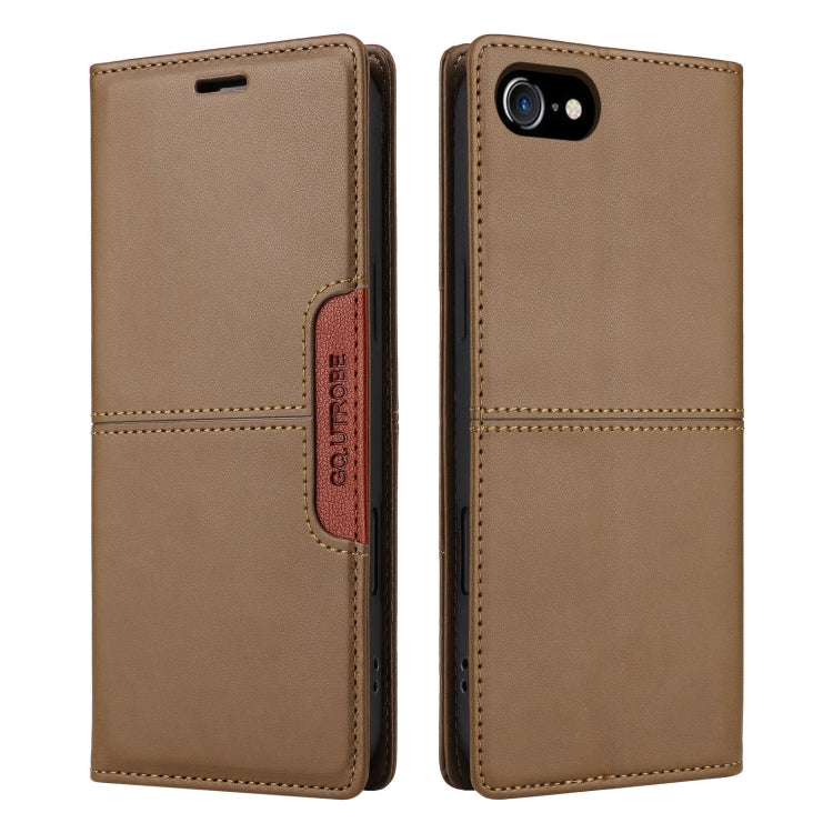 For iPhone SE 2022 / SE 2020 / 8 / 7 GQUTROBE G01 RFID Anti-theft Leather Phone Case(Brown) - iPhone SE 2022 / 2020 / 8 / 7 Cases by GQUTROBE | Online Shopping UK | buy2fix