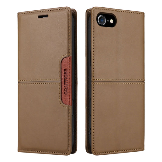 For iPhone SE 2022 / SE 2020 / 8 / 7 GQUTROBE G01 RFID Anti-theft Leather Phone Case(Brown) - iPhone SE 2022 / 2020 / 8 / 7 Cases by GQUTROBE | Online Shopping UK | buy2fix