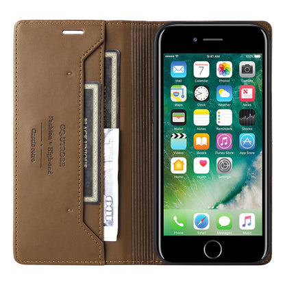 For iPhone SE 2022 / SE 2020 / 8 / 7 GQUTROBE G01 RFID Anti-theft Leather Phone Case(Brown) - iPhone SE 2022 / 2020 / 8 / 7 Cases by GQUTROBE | Online Shopping UK | buy2fix