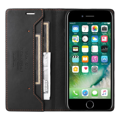 For iPhone SE 2022 / SE 2020 / 8 / 7 GQUTROBE G01 RFID Anti-theft Leather Phone Case(Black) - iPhone SE 2022 / 2020 / 8 / 7 Cases by GQUTROBE | Online Shopping UK | buy2fix