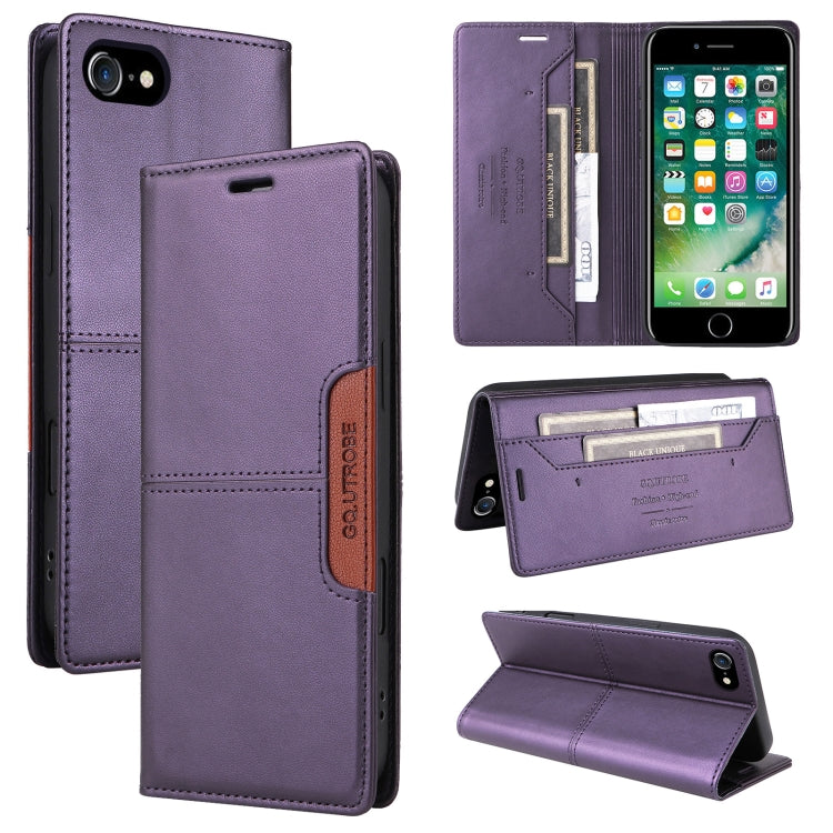 For iPhone SE 2022 / SE 2020 / 8 / 7 GQUTROBE G01 RFID Anti-theft Leather Phone Case(Purple) - iPhone SE 2022 / 2020 / 8 / 7 Cases by GQUTROBE | Online Shopping UK | buy2fix