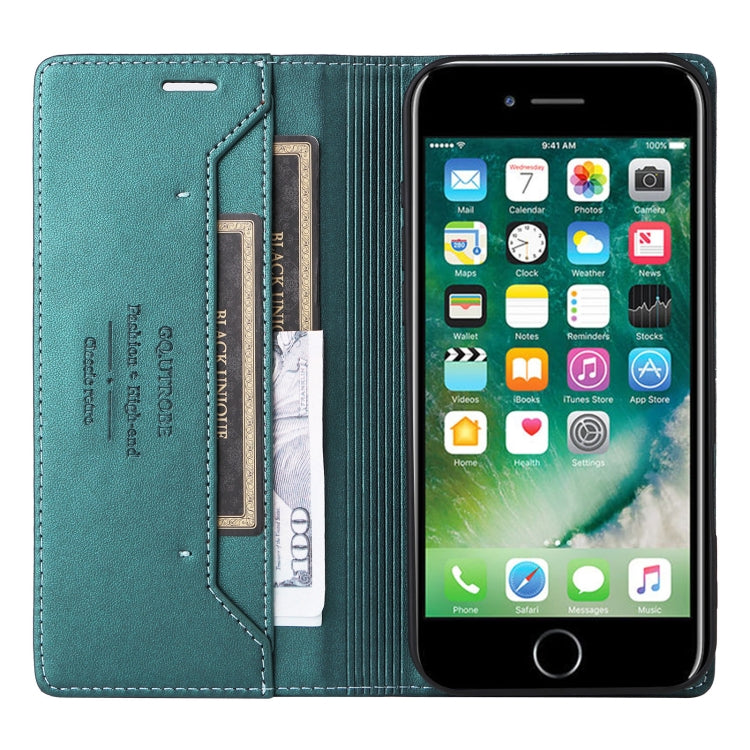 For iPhone SE 2022 / SE 2020 / 8 / 7 GQUTROBE G01 RFID Anti-theft Leather Phone Case(Green) - iPhone SE 2022 / 2020 / 8 / 7 Cases by GQUTROBE | Online Shopping UK | buy2fix