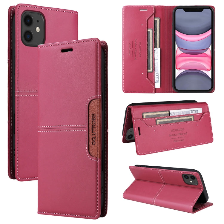 For iPhone 11 GQUTROBE G01 RFID Anti-theft Leather Phone Case(Red) - iPhone 12 Pro Max Cases by GQUTROBE | Online Shopping UK | buy2fix