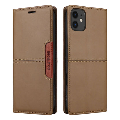For iPhone 11 GQUTROBE G01 RFID Anti-theft Leather Phone Case(Brown) - iPhone 12 Pro Max Cases by GQUTROBE | Online Shopping UK | buy2fix