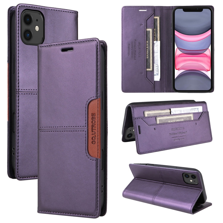 For iPhone 11 GQUTROBE G01 RFID Anti-theft Leather Phone Case(Purple) - iPhone 12 Pro Max Cases by GQUTROBE | Online Shopping UK | buy2fix