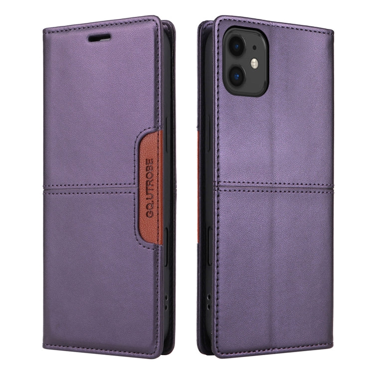 For iPhone 11 GQUTROBE G01 RFID Anti-theft Leather Phone Case(Purple) - iPhone 12 Pro Max Cases by GQUTROBE | Online Shopping UK | buy2fix