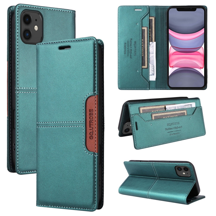 For iPhone 11 GQUTROBE G01 RFID Anti-theft Leather Phone Case(Green) - iPhone 12 Pro Max Cases by GQUTROBE | Online Shopping UK | buy2fix