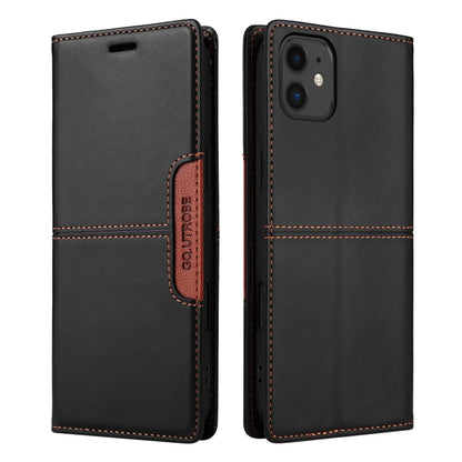 For iPhone 12 GQUTROBE G01 RFID Anti-theft Leather Phone Case(Black) - iPhone 12 / 12 Pro Cases by GQUTROBE | Online Shopping UK | buy2fix