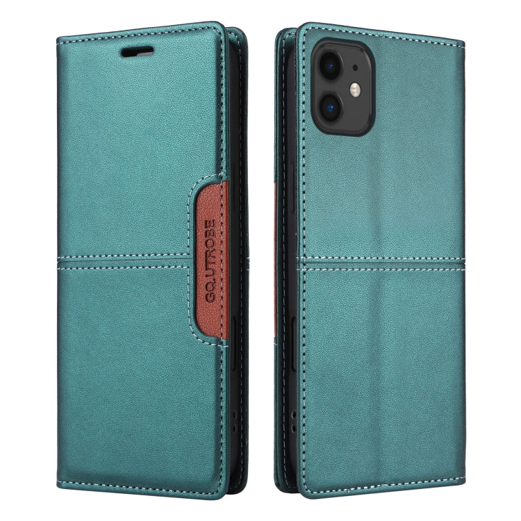 For iPhone 12 GQUTROBE G01 RFID Anti-theft Leather Phone Case(Green) - iPhone 12 / 12 Pro Cases by GQUTROBE | Online Shopping UK | buy2fix