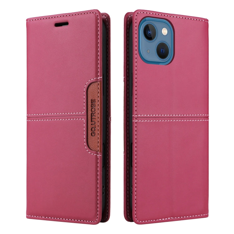 For iPhone 14 / 13 GQUTROBE G01 RFID Anti-theft Leather Phone Case(Red) - iPhone 14 Cases by GQUTROBE | Online Shopping UK | buy2fix
