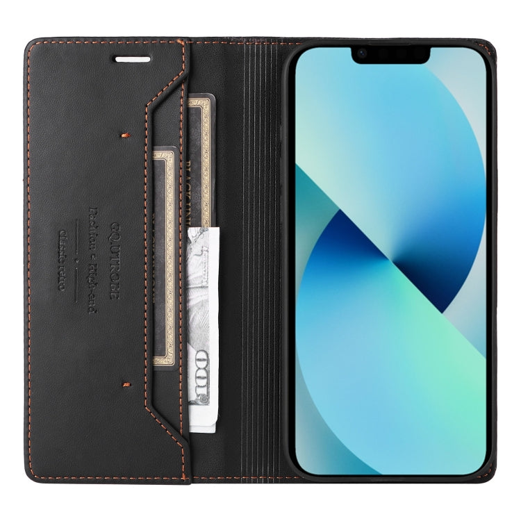 For iPhone 14 / 13 GQUTROBE G01 RFID Anti-theft Leather Phone Case(Black) - iPhone 14 Cases by GQUTROBE | Online Shopping UK | buy2fix