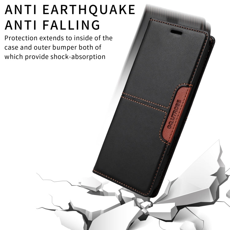 For iPhone 14 / 13 GQUTROBE G01 RFID Anti-theft Leather Phone Case(Black) - iPhone 14 Cases by GQUTROBE | Online Shopping UK | buy2fix