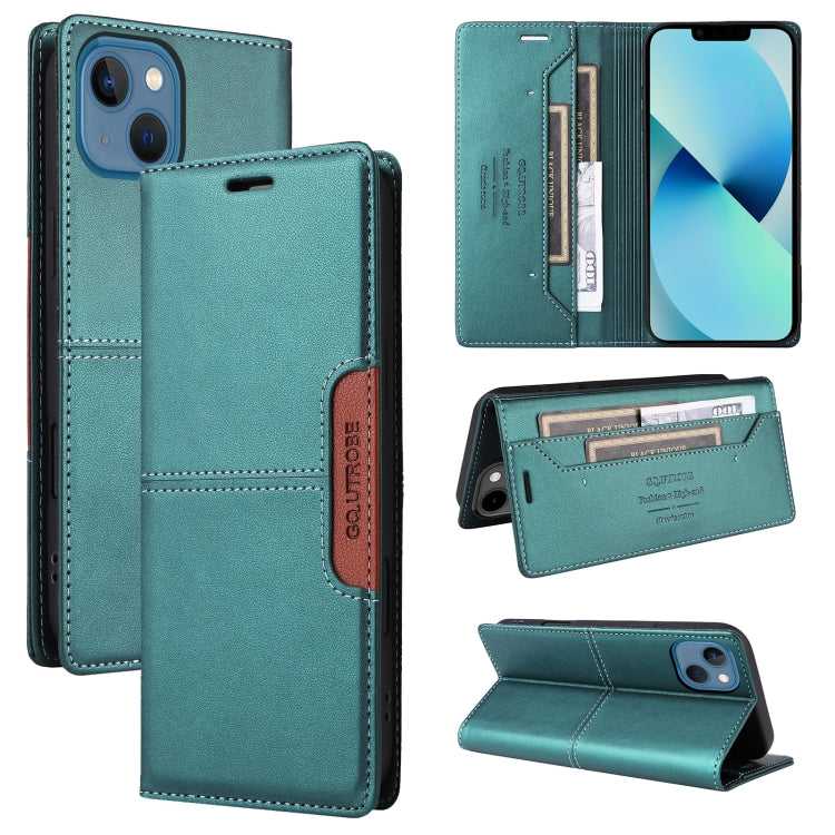 For iPhone 14 / 13 GQUTROBE G01 RFID Anti-theft Leather Phone Case(Green) - iPhone 14 Cases by GQUTROBE | Online Shopping UK | buy2fix