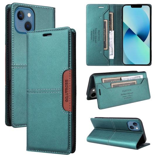For iPhone 14 / 13 GQUTROBE G01 RFID Anti-theft Leather Phone Case(Green)