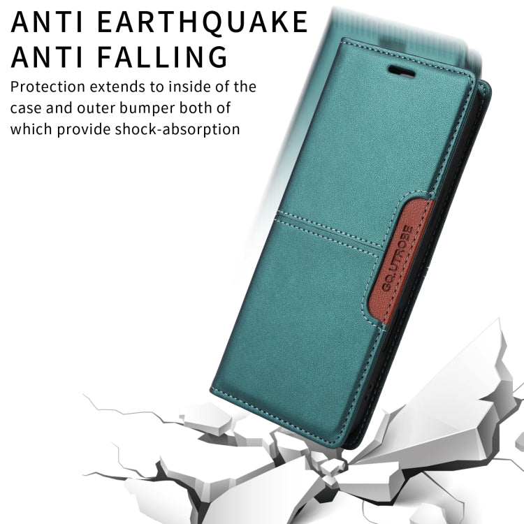 For iPhone 14 / 13 GQUTROBE G01 RFID Anti-theft Leather Phone Case(Green) - iPhone 14 Cases by GQUTROBE | Online Shopping UK | buy2fix