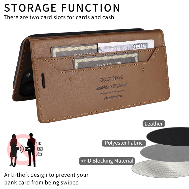 For iPhone 15 Plus / 14 Plus GQUTROBE G01 RFID Anti-theft Leather Phone Case(Brown) - iPhone 15 Plus Cases by GQUTROBE | Online Shopping UK | buy2fix
