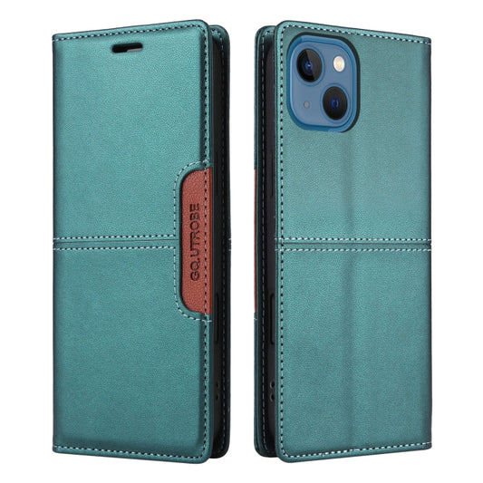 For iPhone 15 Plus / 14 Plus GQUTROBE G01 RFID Anti-theft Leather Phone Case(Green) - iPhone 15 Plus Cases by GQUTROBE | Online Shopping UK | buy2fix
