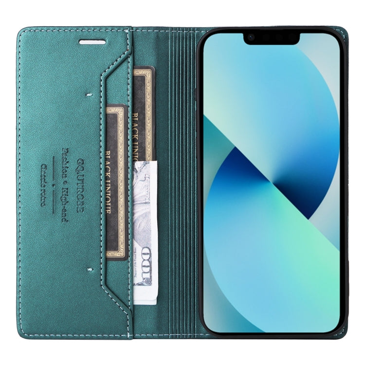 For iPhone 15 Plus / 14 Plus GQUTROBE G01 RFID Anti-theft Leather Phone Case(Green) - iPhone 15 Plus Cases by GQUTROBE | Online Shopping UK | buy2fix