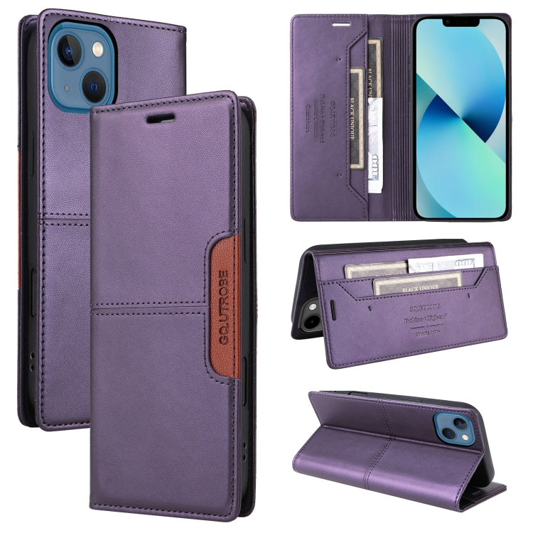 For iPhone 15 GQUTROBE G01 RFID Anti-theft Leather Phone Case(Purple) - iPhone 15 Cases by GQUTROBE | Online Shopping UK | buy2fix