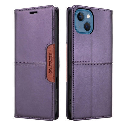 For iPhone 15 GQUTROBE G01 RFID Anti-theft Leather Phone Case(Purple) - iPhone 15 Cases by GQUTROBE | Online Shopping UK | buy2fix